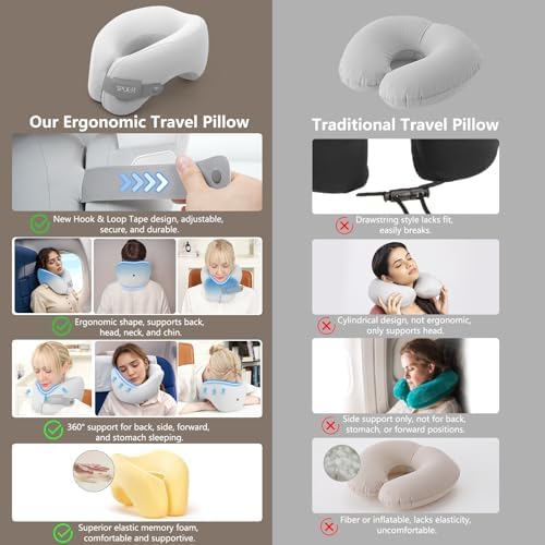 SPUER 2-in-1 Memory Foam Travel Neck Pillow