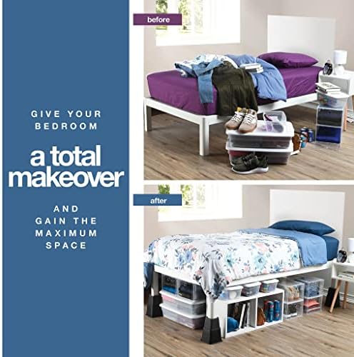 Adjustable Bed Risers - 358 inch stackable for under-bed storage