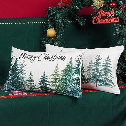 ONWAY Christmas Tree Throw Pillow Covers Set of 2 12x20 Inch