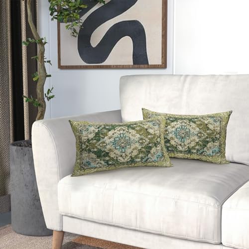 Sage Green Blue Boho Pillow Covers 12x20 Set of 2