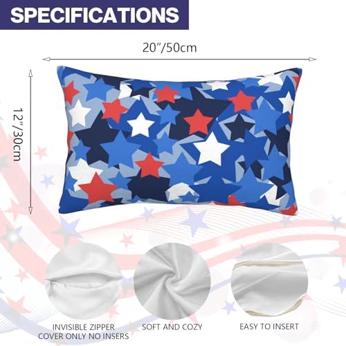 FJTP Patriotic 12x20 Lumbar Pillow Cover for 4th of July