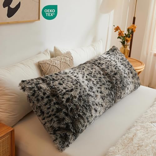 LIFEREVO Cheetah Print Fluffy Faux Fur Pillow Cover 20x54