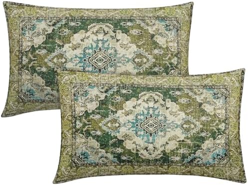 Sage Green Blue Boho Pillow Covers 12x20 Set of 2