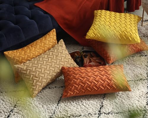 Premium Solid Suede Lumbar Pillow Cover For Sofa Bed Bench 12x20 inches