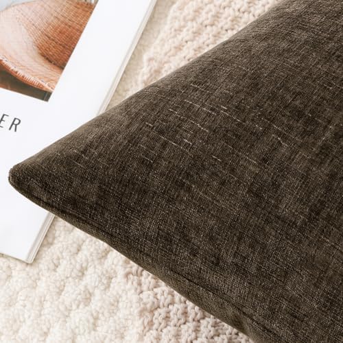 Chenille Throw Pillow Cover Soft Brown Decorative Pillow Case