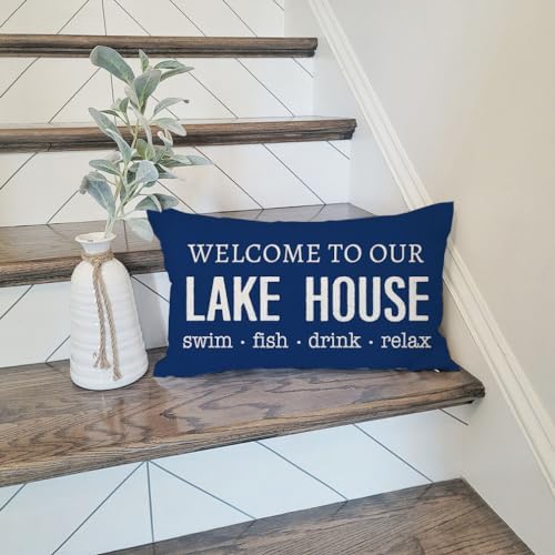 PANDICORN Lake Throw Pillow Covers 12x20 Inch Farmhouse Decor