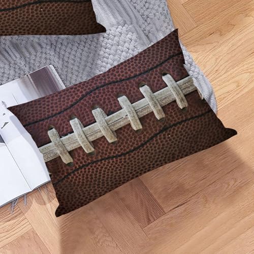 Football Print Lumbar Throw Pillow Covers Set of 2 Brown