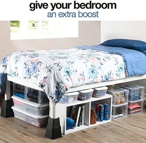 Adjustable Bed Risers - 358 inch stackable for under-bed storage