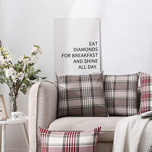 brown tartan plaid lumbar pillow covers