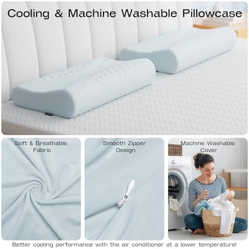 Cooling ComfortErgonomic Cervical Pillow for Side Back Stomach Sleepers