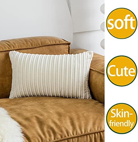 UGASA Velvet 12x20 inch Lumbar Pillow Cover Soft Striped Design