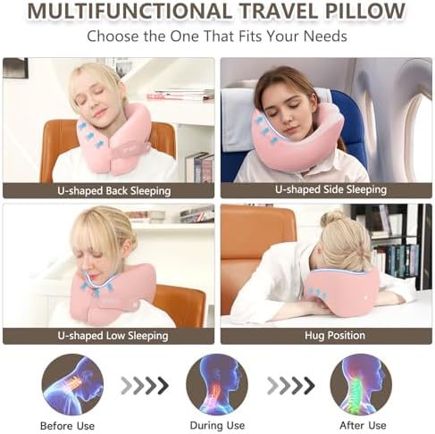 SPUER 2-in-1 Ergonomic Memory Foam Travel Neck Pillow
