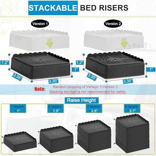 Adjustable 1-4 inch bed risers sturdy and versatile