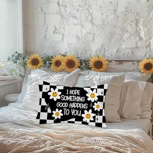 GAGEC Summer Pillow Cover 12x20 Inch with Daisy Pattern