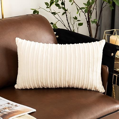 UGASA Velvet 12x20 inch Lumbar Pillow Cover Soft Striped Design