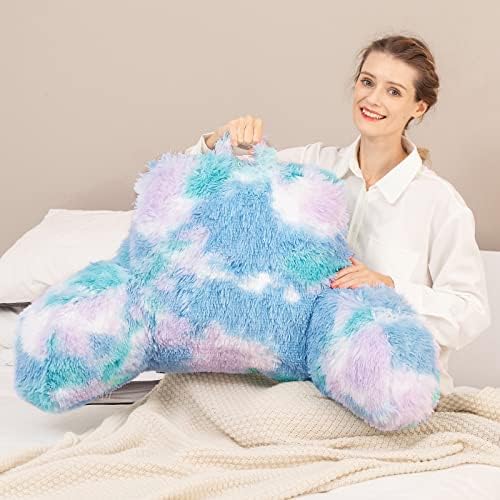 Cozy Fur Backrest Pillow With Arms Perfect Support for Reading