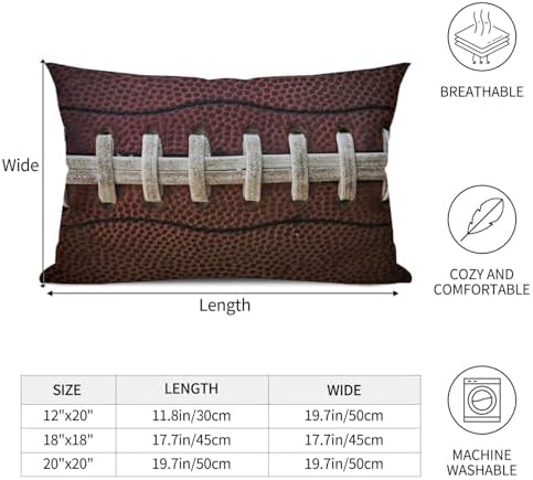 Football Print Lumbar Throw Pillow Covers Set of 2 Brown