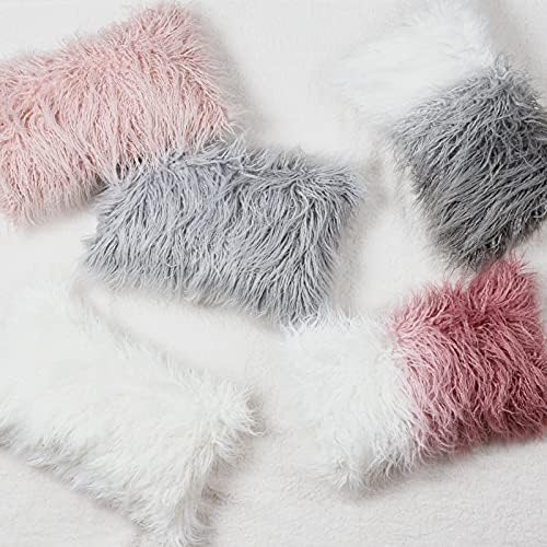 Davids Home Faux Fur Luxury Lumbar Pillowcase for Sofa Bed Living Room