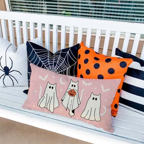 Halloween Pink Throw Pillow Cover 12x20-Inch