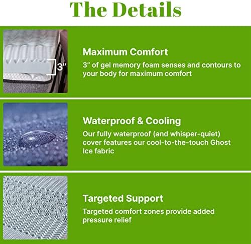 GhostBed 3 Inch Cooling Gel Memory Foam Mattress Topper King