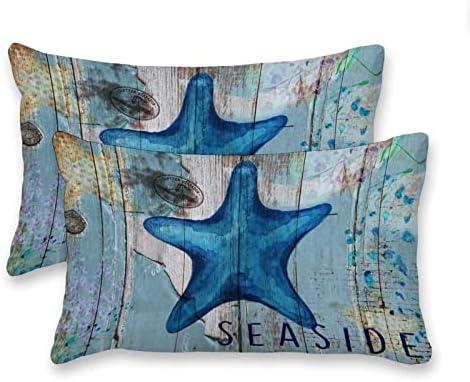 Mutilovely Soft Velvet Pillowcase Ocean Beach Seahorse Lumbar Bedding 14x24inch