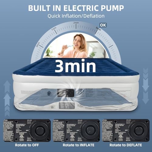 Peirhw Air Mattress Queen with Built in Pump
