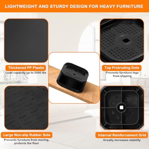 Adjustable Bed Risers furniture height 1 2 3 inches Set of 8
