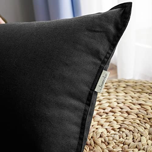 Prime Ring - 12x20 Linen Cotton Pillow Case - Soft Durable Black