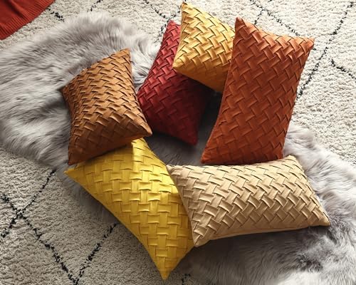 Premium Solid Suede Lumbar Pillow Cover For Sofa Bed Bench 12x20 inches