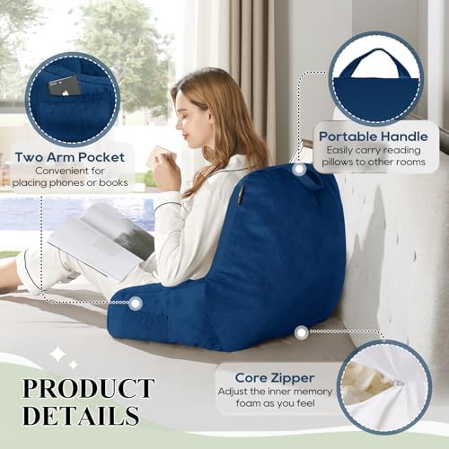 Memory Foam Bed Rest Pillow with Support Arms