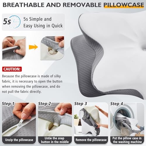Avocahom Cervical Neck Pillow for Neck and Shoulder Pain Relief Grey