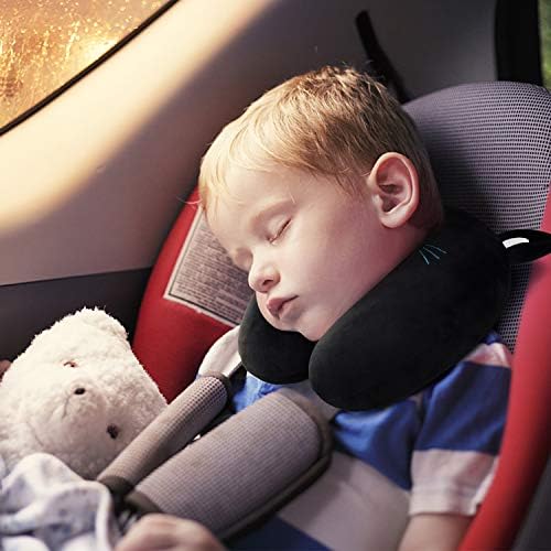 H HOMEWINS Travel Pillow for Kids - Black Cat Design