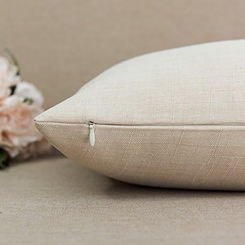 Jeanerlor Home Set of 2 Faux Linen Throw Pillow Covers 12x20 Inch
