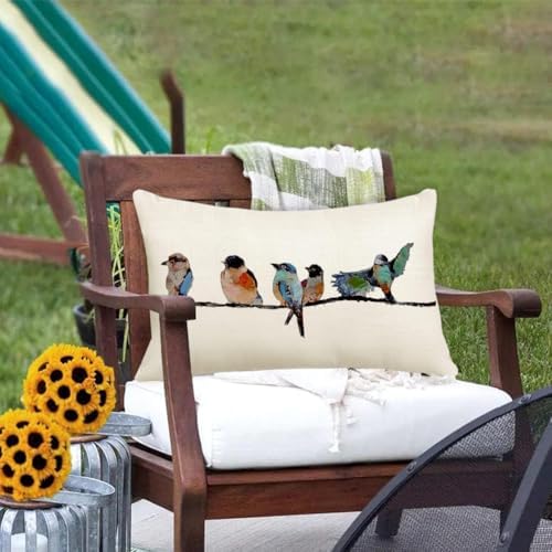 Lush 12x20 Hand-Painted Bird Pillow