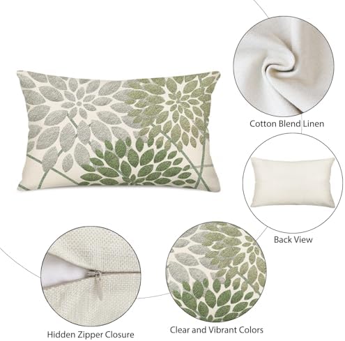 Elegant Sage Green Boho Lumbar Pillow Cover