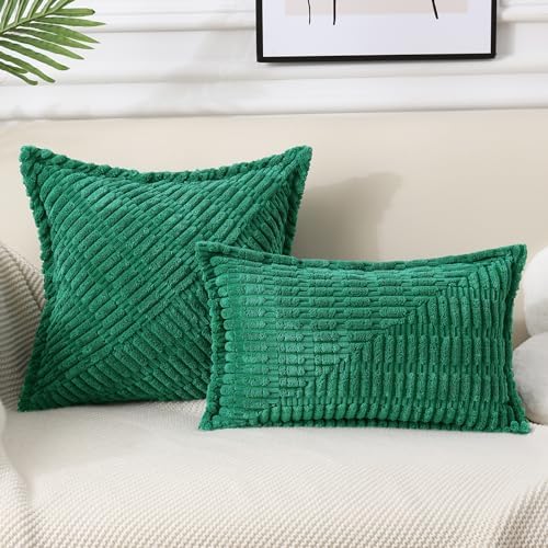decorUhome Decorative Green Throw Pillow Covers Set of 2