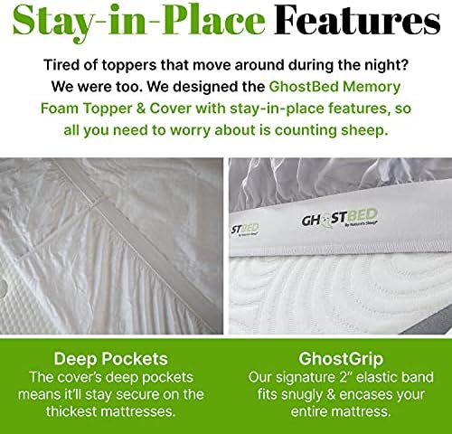GhostBed 3 Inch Cooling Gel Memory Foam Mattress Topper King