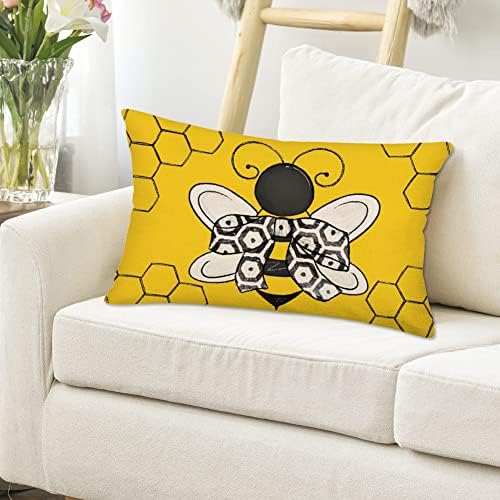 Bee Honeycomb Pillow Cover Yellow 12x20-Inch