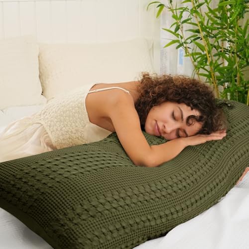 PHF 100 Cotton Waffle Pillowcase with Zipper 20x54