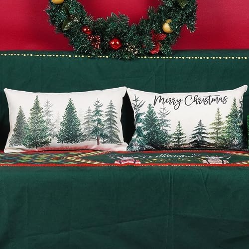 ONWAY Christmas Tree Throw Pillow Covers Set of 2 12x20 Inch