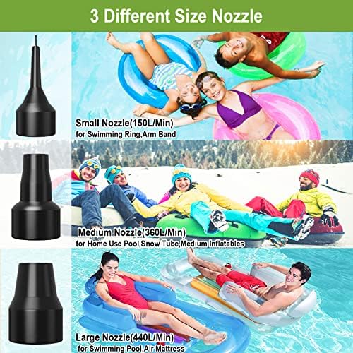 CAMULAND Portable Air Pump with 3 Nozzles and 12V Car Adapter