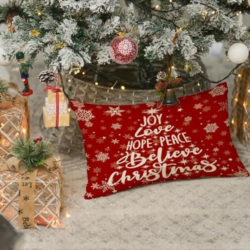 RABUSOFA Red Christmas Pillow Covers 12x20