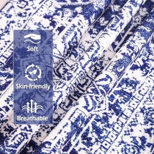 CARRIE HOME - navy blue white Boho Velvet Lumbar Pillow Covers Set of 2