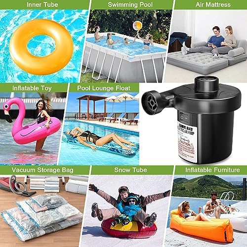 CAMULAND Portable Air Pump with 3 Nozzles and 12V Car Adapter