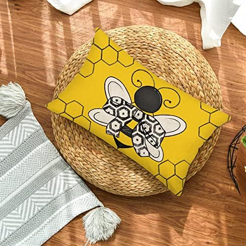 Bee Honeycomb Pillow Cover Yellow 12x20-Inch