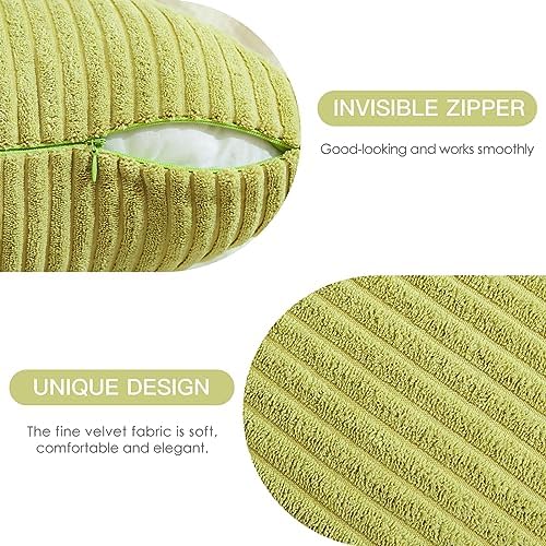 OTOSTAR 12x20 Inch Solid Corduroy Pillow Covers with Stripes